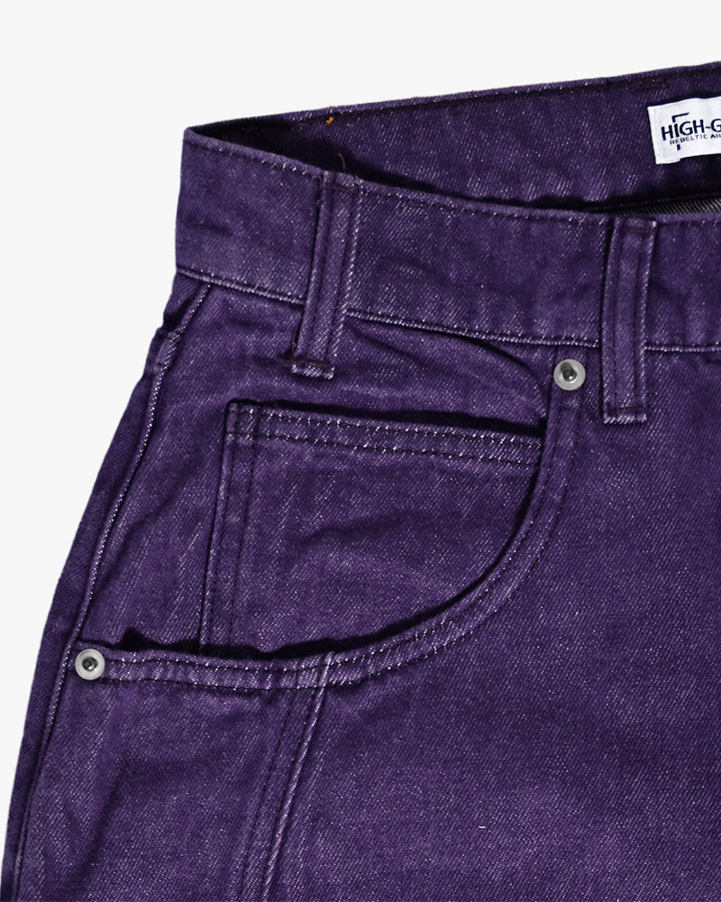 HALF DOUBLE KNEE BAGGY DENIM -PURPLE-