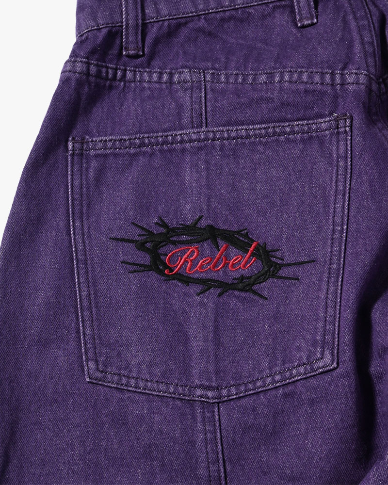 HALF DOUBLE KNEE BAGGY DENIM -PURPLE-