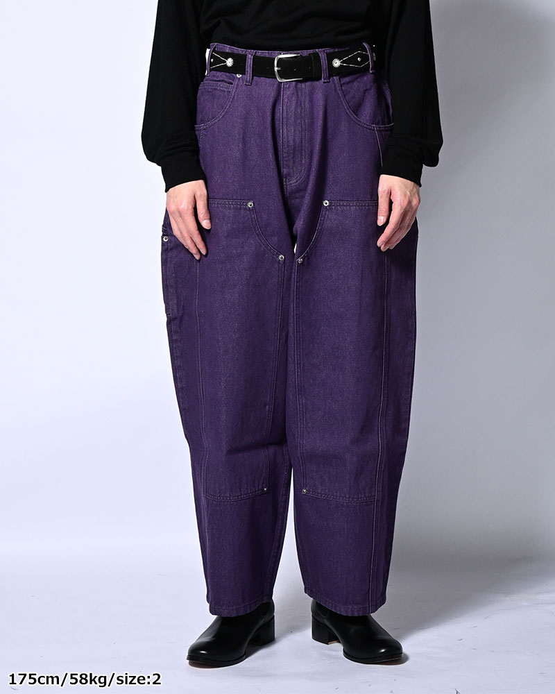 HALF DOUBLE KNEE BAGGY DENIM -PURPLE-