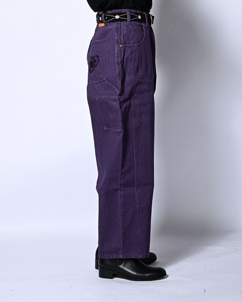 HALF DOUBLE KNEE BAGGY DENIM -PURPLE-