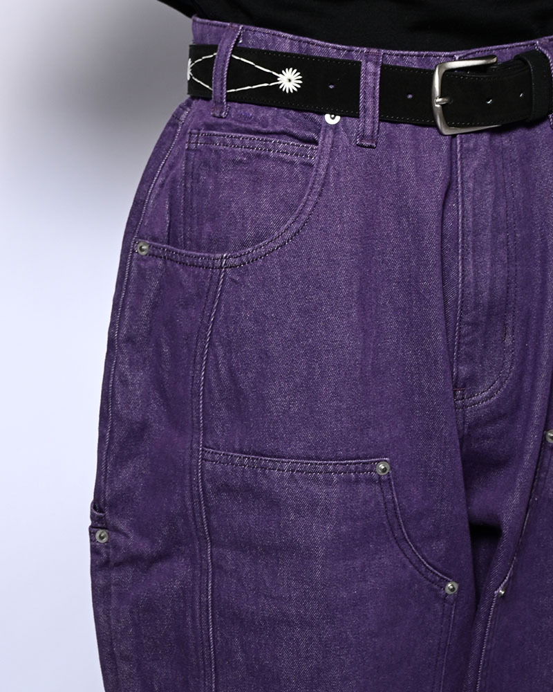 HALF DOUBLE KNEE BAGGY DENIM -PURPLE-