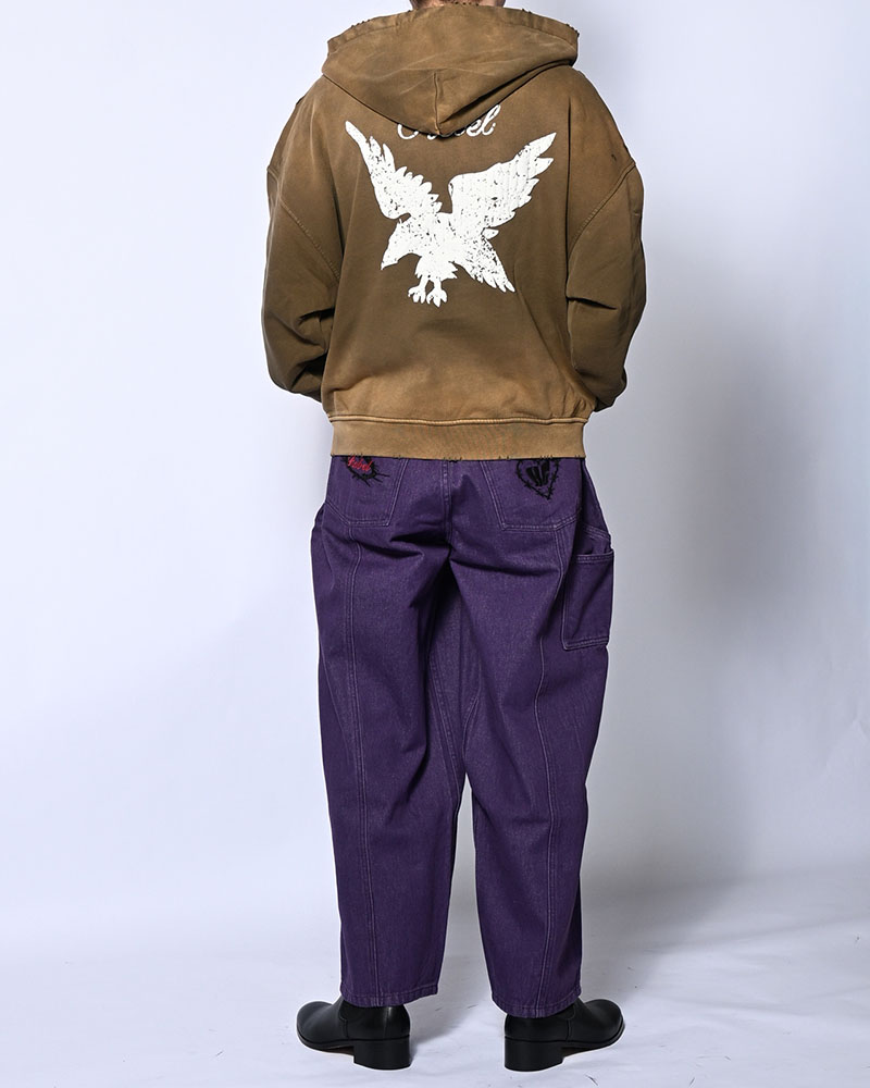 HALF DOUBLE KNEE BAGGY DENIM -PURPLE-