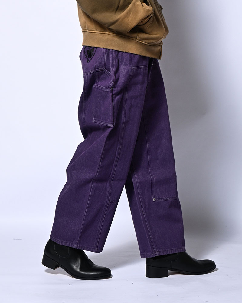 HALF DOUBLE KNEE BAGGY DENIM -PURPLE-