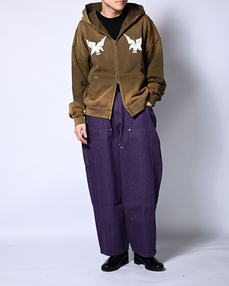 HALF DOUBLE KNEE BAGGY DENIM -PURPLE-