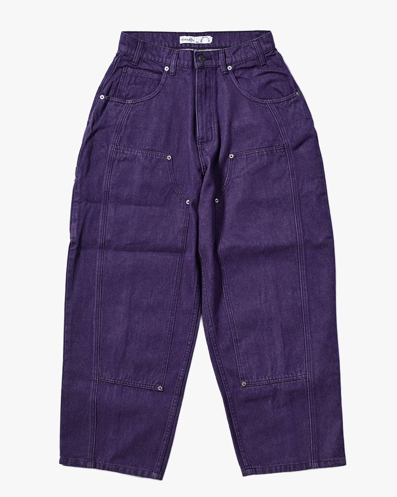 HALF DOUBLE KNEE BAGGY DENIM -PURPLE-
