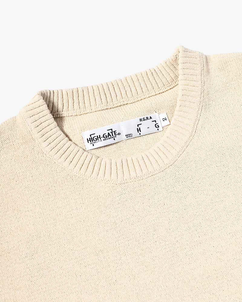 ROUGH FLOWER KNIT TEE -NAVY-