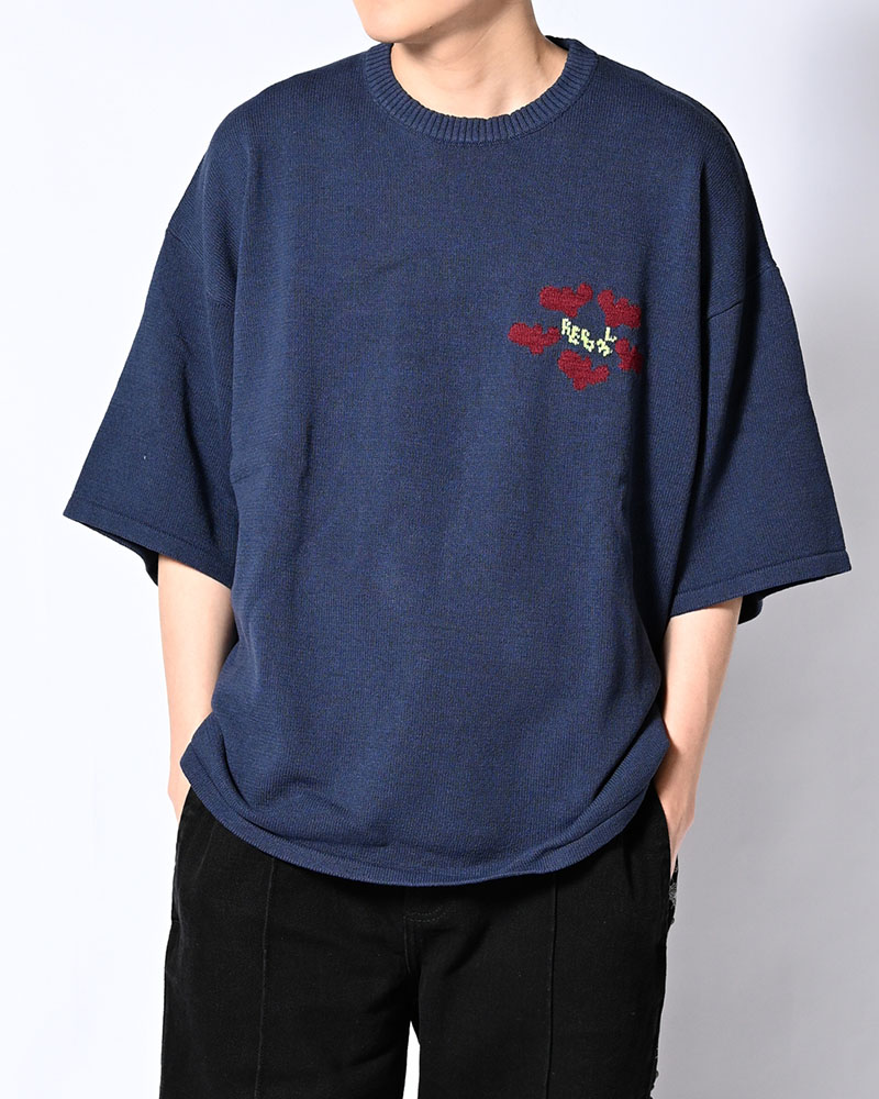 ROUGH FLOWER KNIT TEE -OFF WHITE-