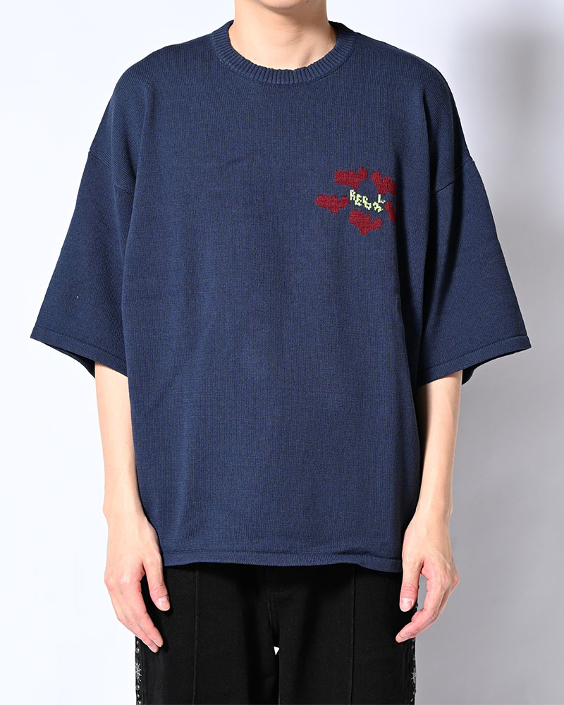 ROUGH FLOWER KNIT TEE -OFF WHITE-