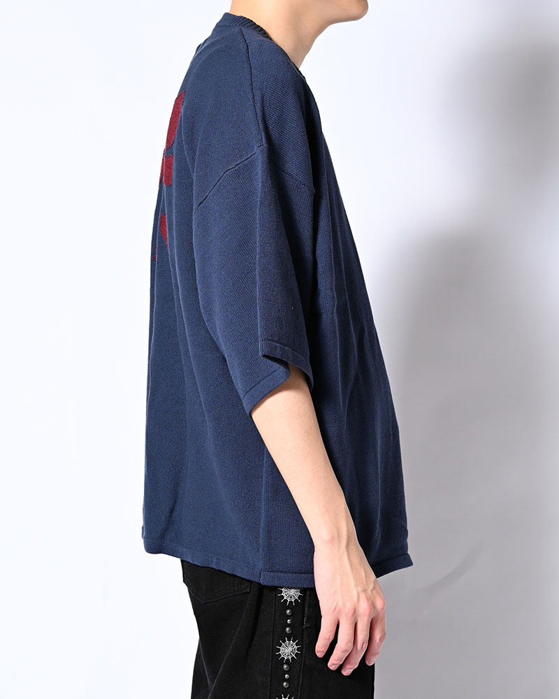 ROUGH FLOWER KNIT TEE -OFF WHITE-