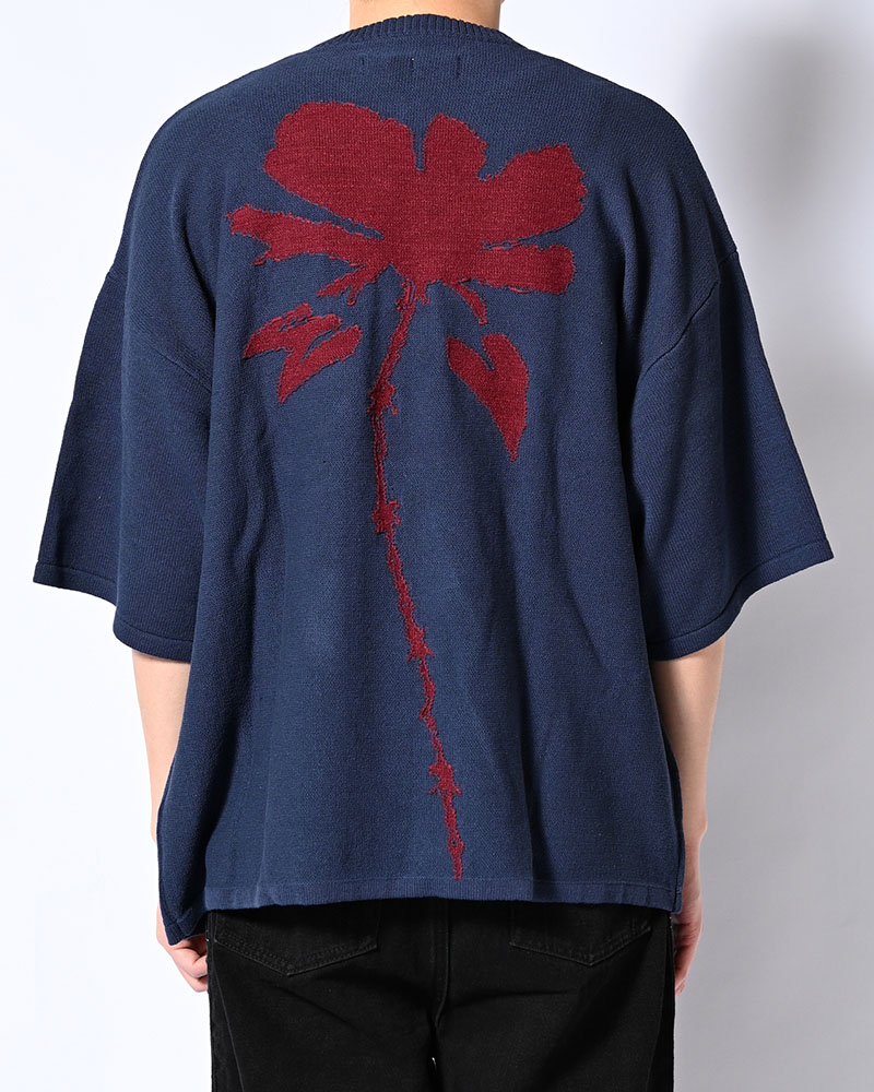 ROUGH FLOWER KNIT TEE -OFF WHITE-