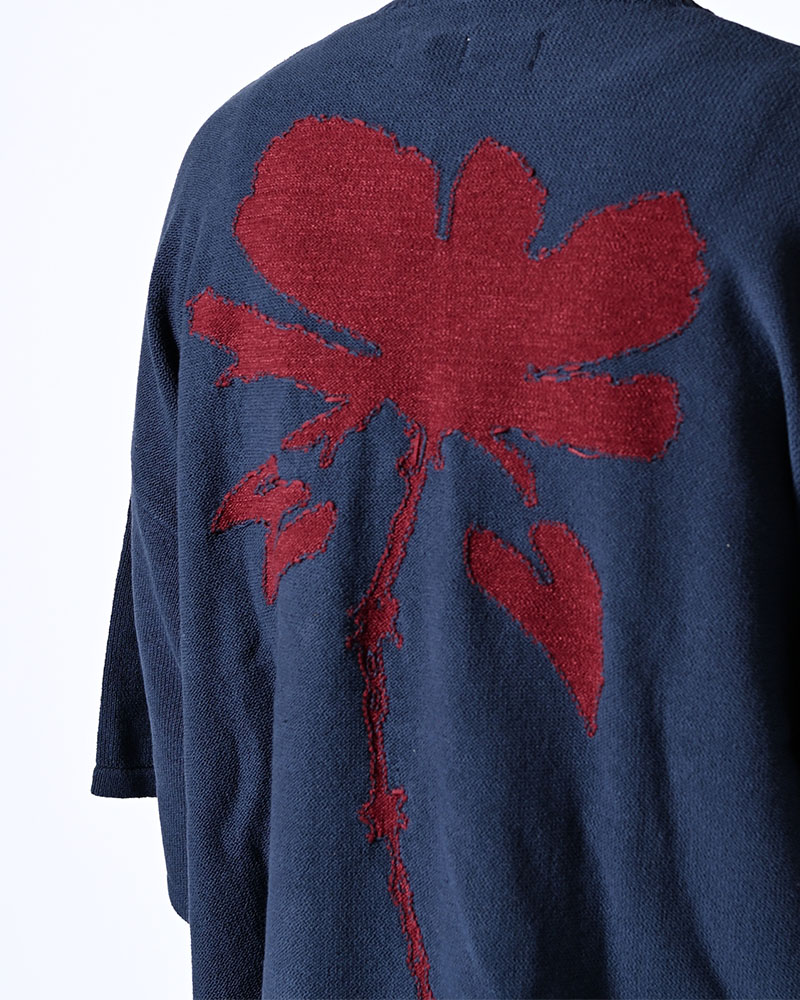 ROUGH FLOWER KNIT TEE -OFF WHITE-