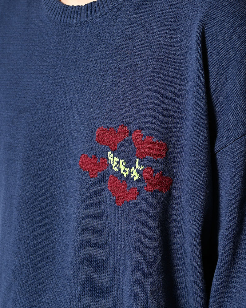 ROUGH FLOWER KNIT TEE -OFF WHITE-