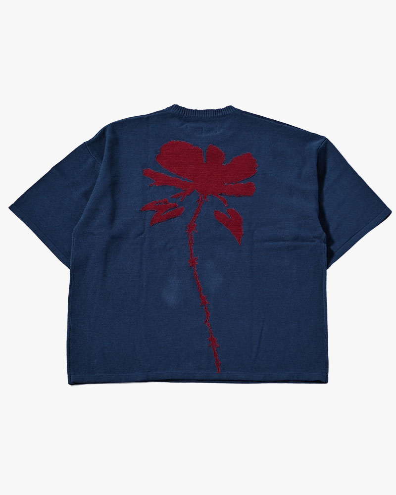 ROUGH FLOWER KNIT TEE -OFF WHITE-