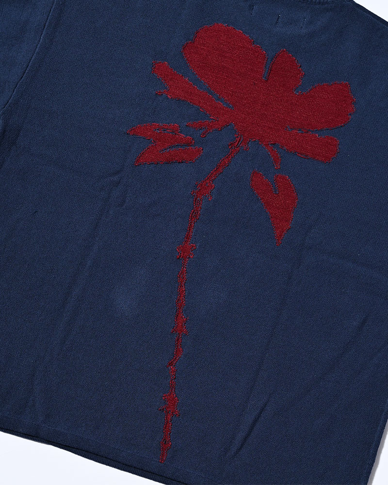 ROUGH FLOWER KNIT TEE -OFF WHITE-
