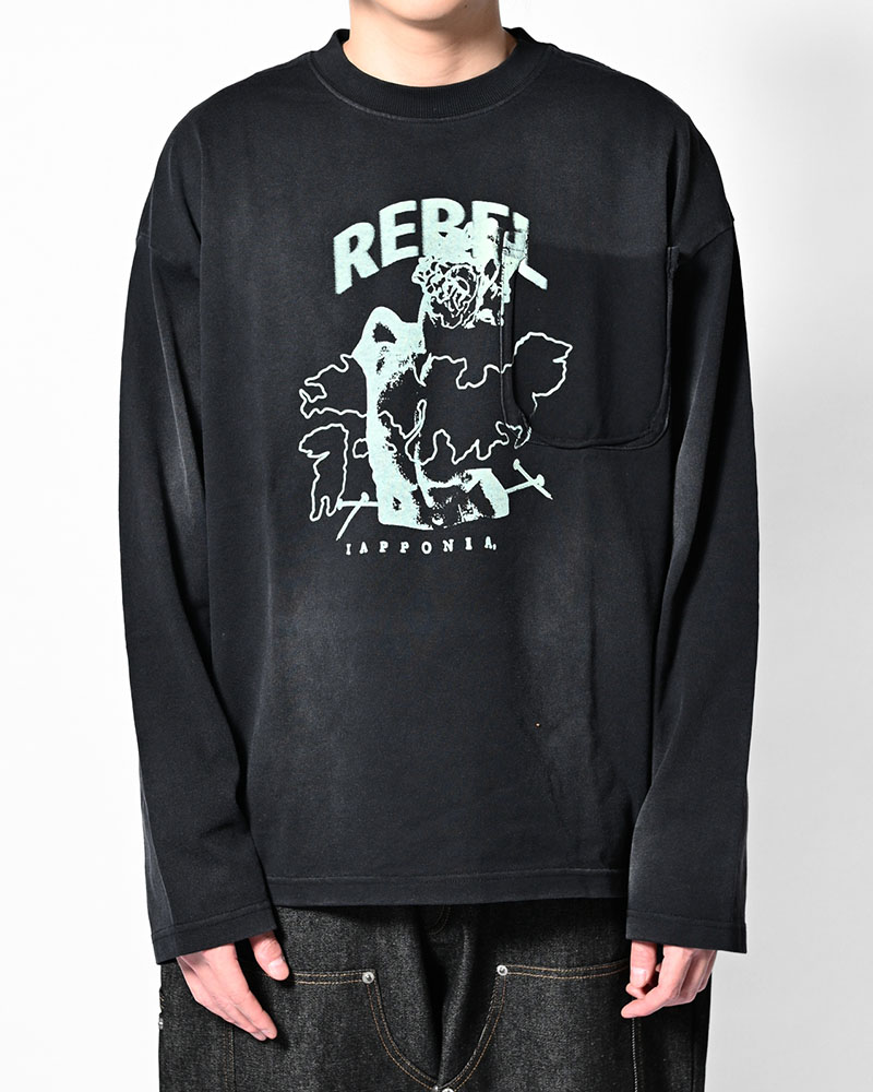DIRTY PRINT L/S TEE -BLACK-
