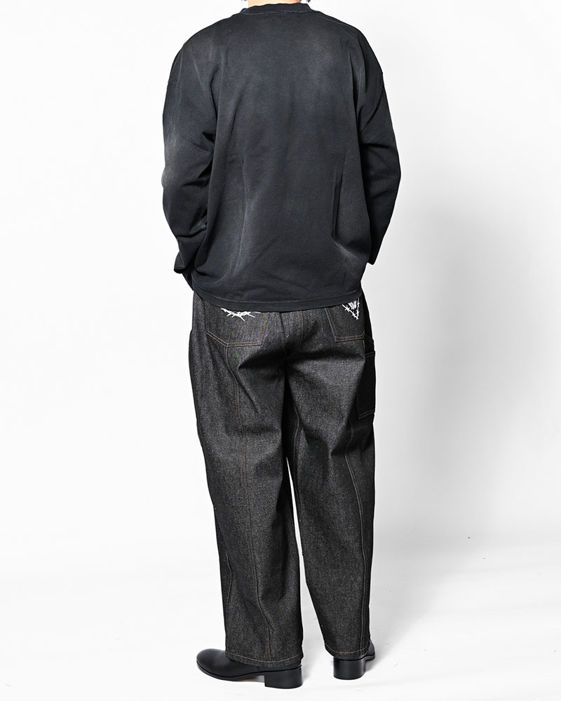 DIRTY PRINT L/S TEE -BLACK-