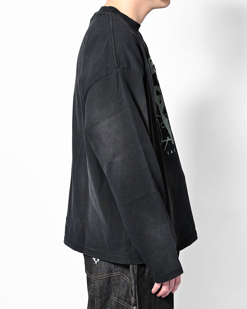 DIRTY PRINT L/S TEE -BLACK-