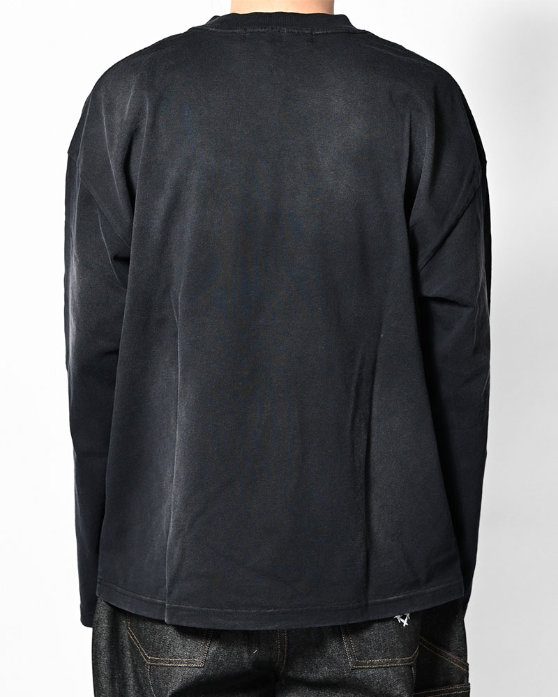 DIRTY PRINT L/S TEE -BLACK-