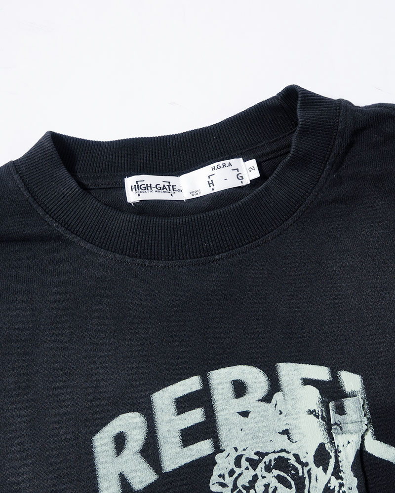 DIRTY PRINT L/S TEE -BLACK-