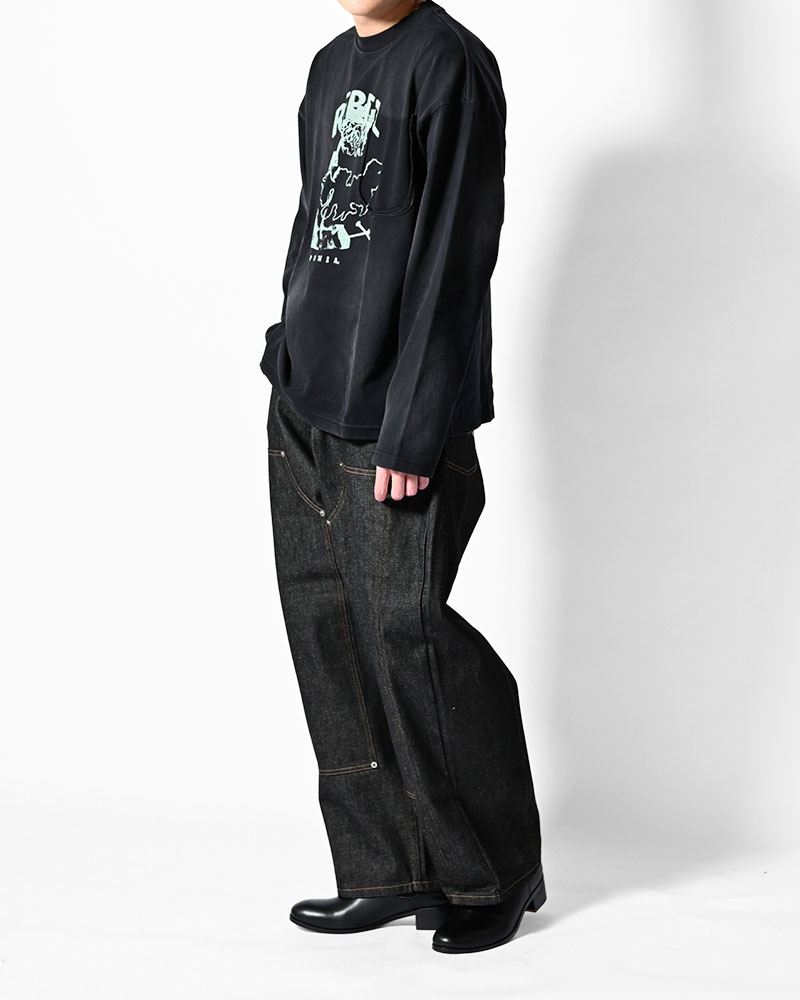 DIRTY PRINT L/S TEE -BLACK-