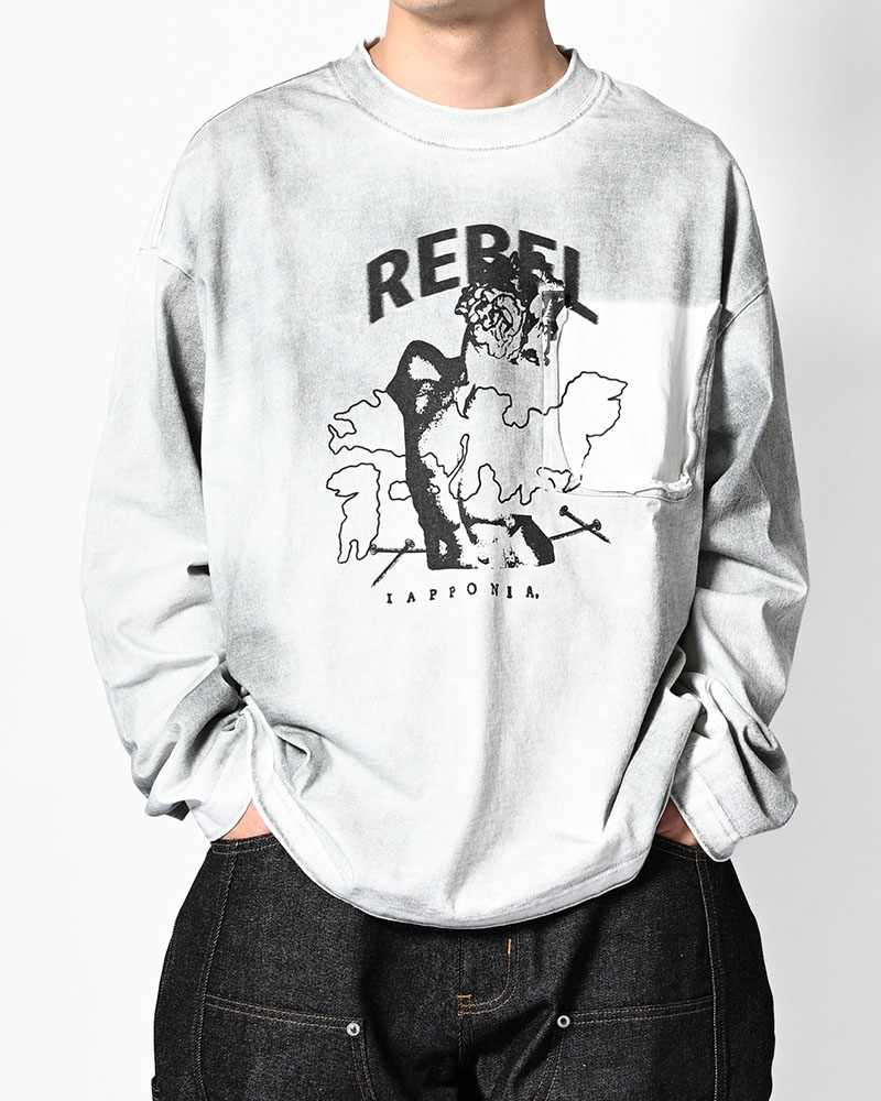 DIRTY PRINT L/S TEE -WHITE-