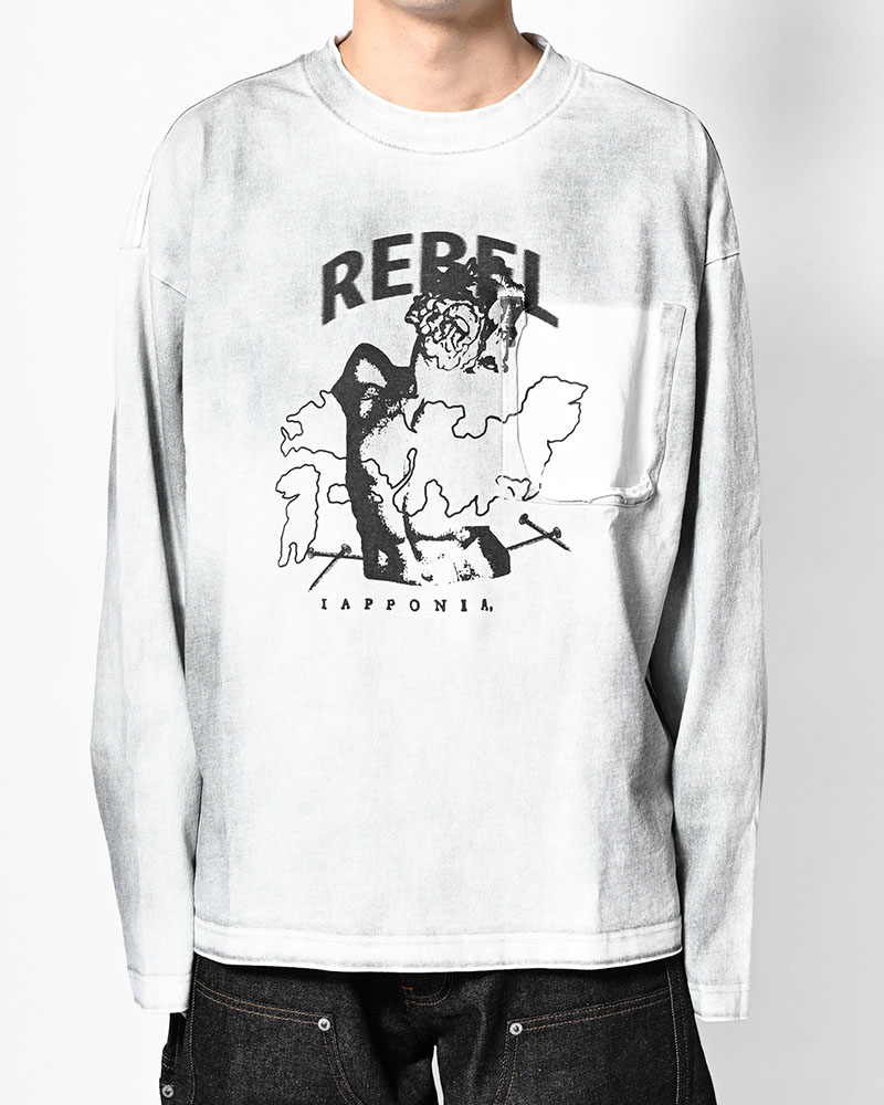 DIRTY PRINT L/S TEE -WHITE-