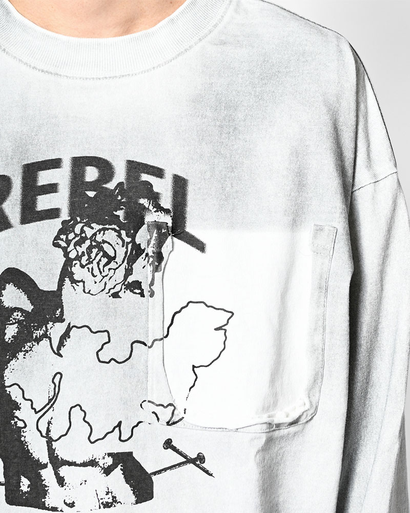 DIRTY PRINT L/S TEE -WHITE-