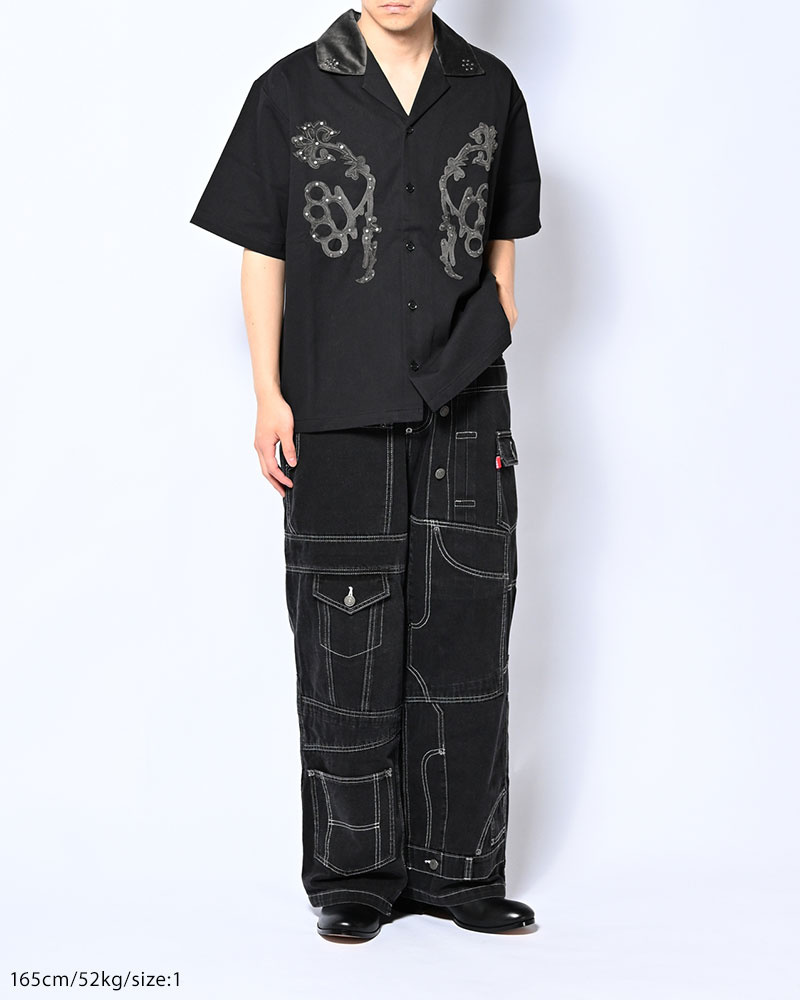 BRASS KNUCKLES FLOWER SHIRT -BLACK-