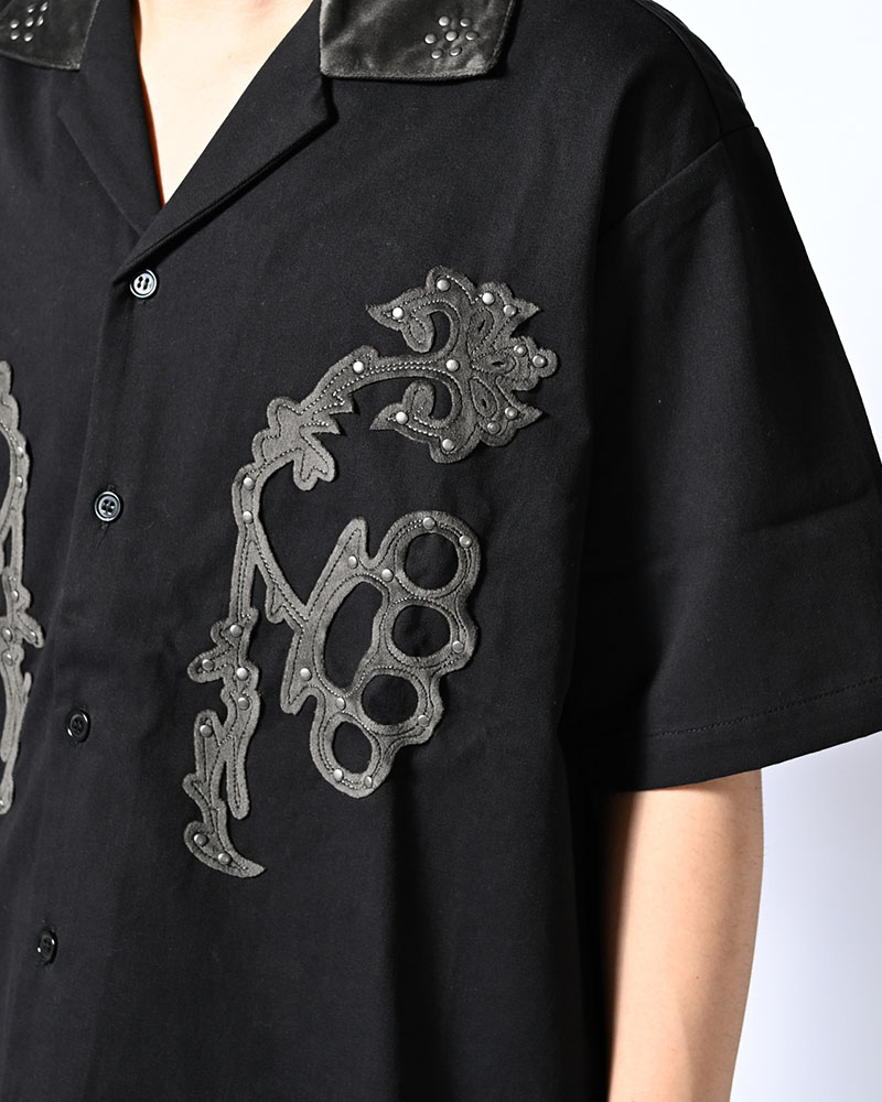 BRASS KNUCKLES FLOWER SHIRT -BLACK-