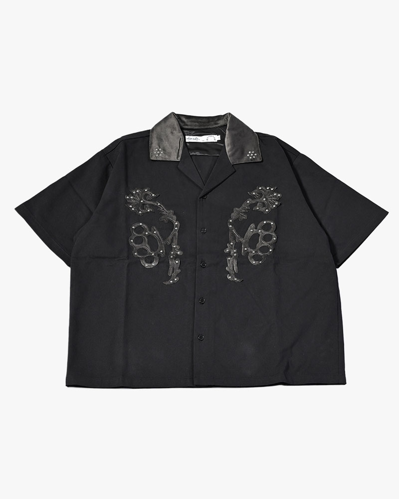 BRASS KNUCKLES FLOWER SHIRT -BLACK-