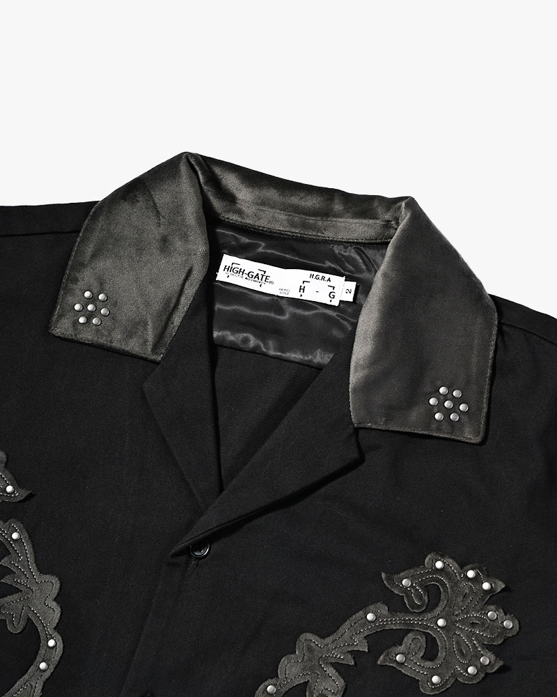 BRASS KNUCKLES FLOWER SHIRT -BLACK-