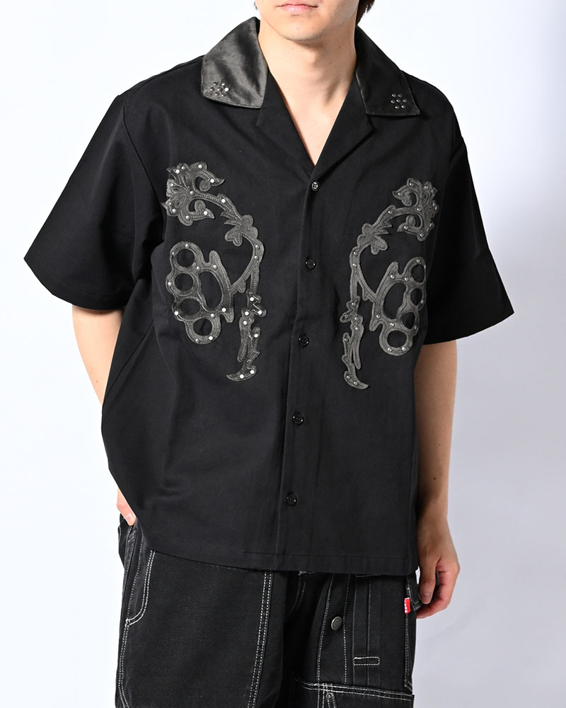 BRASS KNUCKLES FLOWER SHIRT -BLACK-
