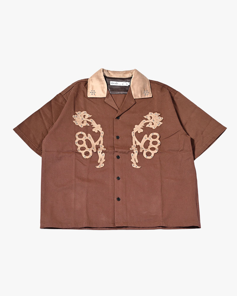 BRASS KNUCKLES FLOWER SHIRT -BROWN-