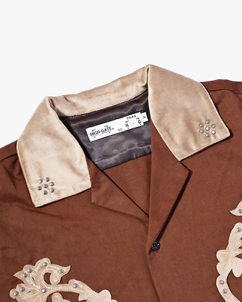 BRASS KNUCKLES FLOWER SHIRT -BROWN-