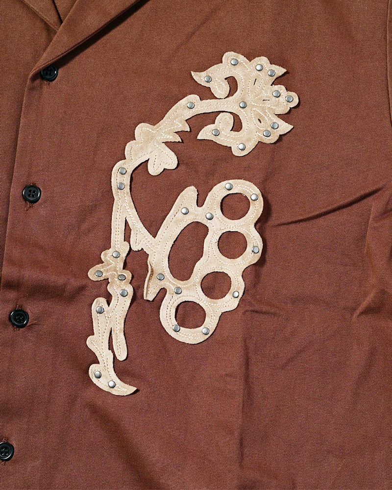 BRASS KNUCKLES FLOWER SHIRT -BROWN-