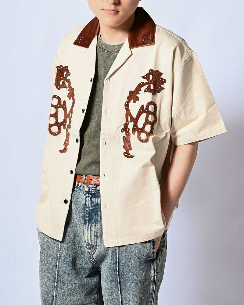BRASS KNUCKLES FLOWER SHIRT -NATURAL-