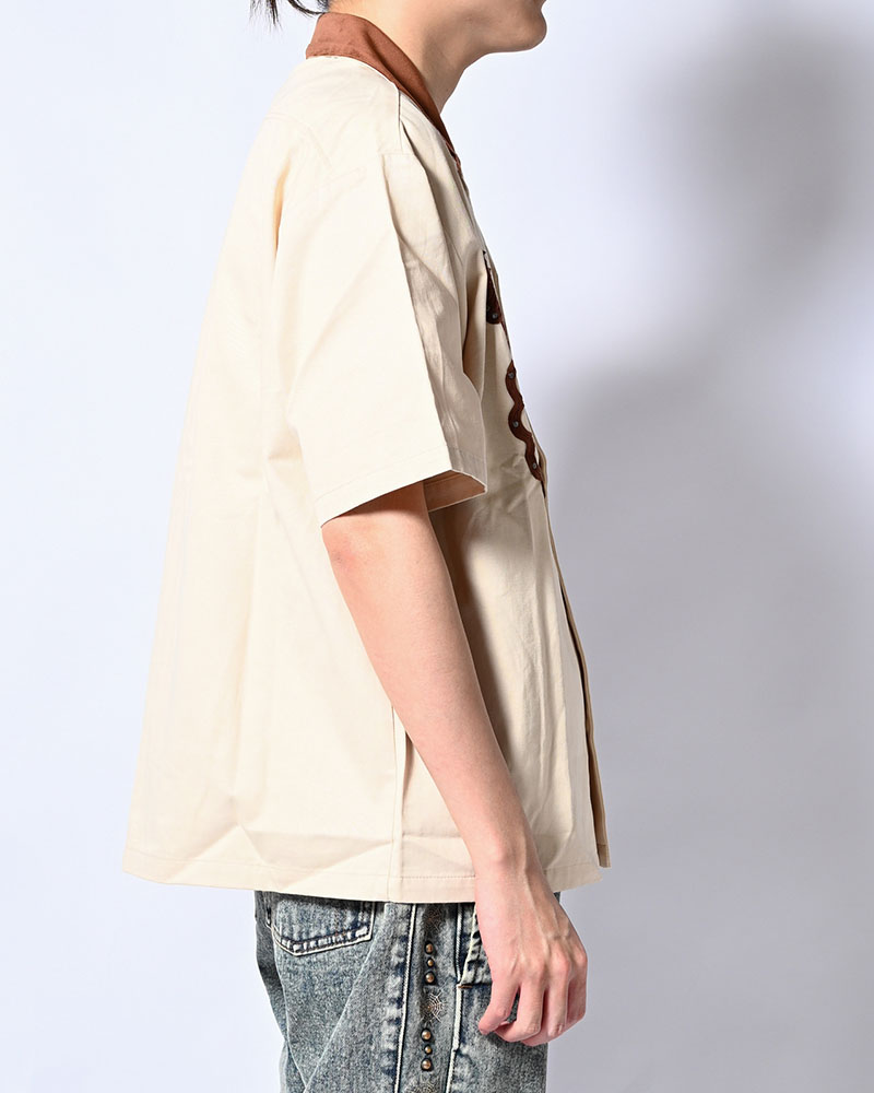 BRASS KNUCKLES FLOWER SHIRT -NATURAL-