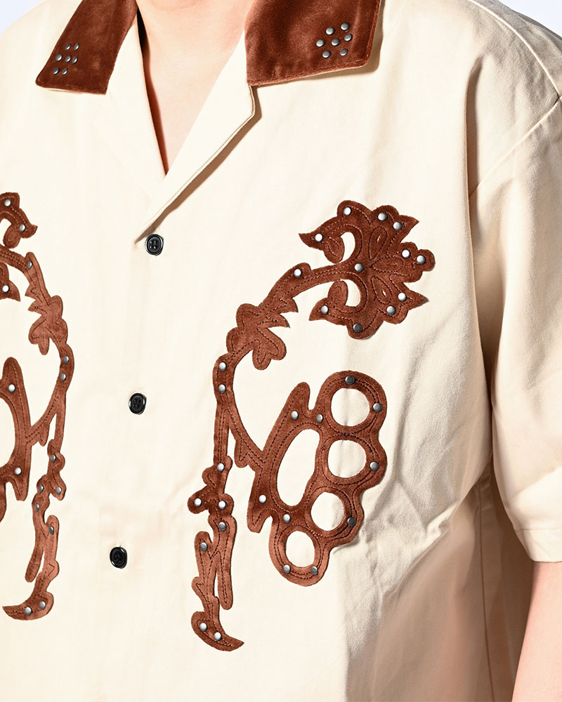 BRASS KNUCKLES FLOWER SHIRT -NATURAL-