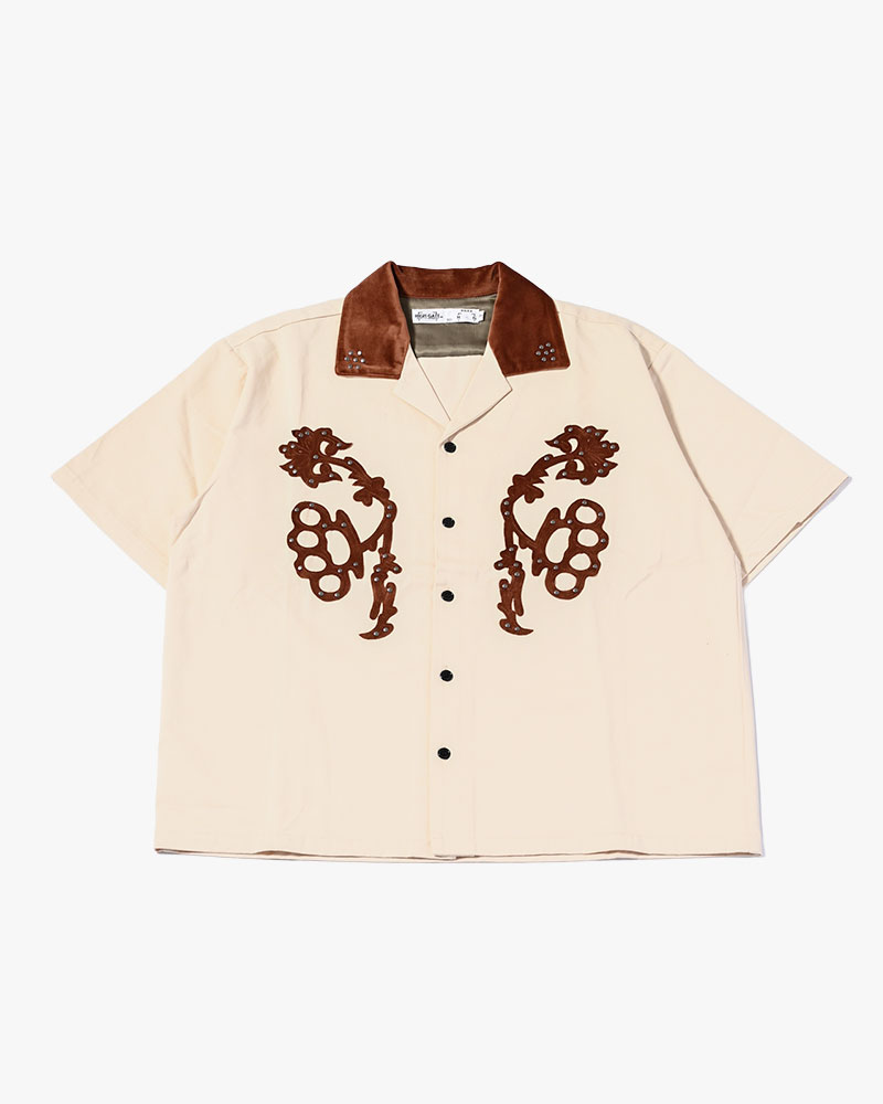 BRASS KNUCKLES FLOWER SHIRT -NATURAL-