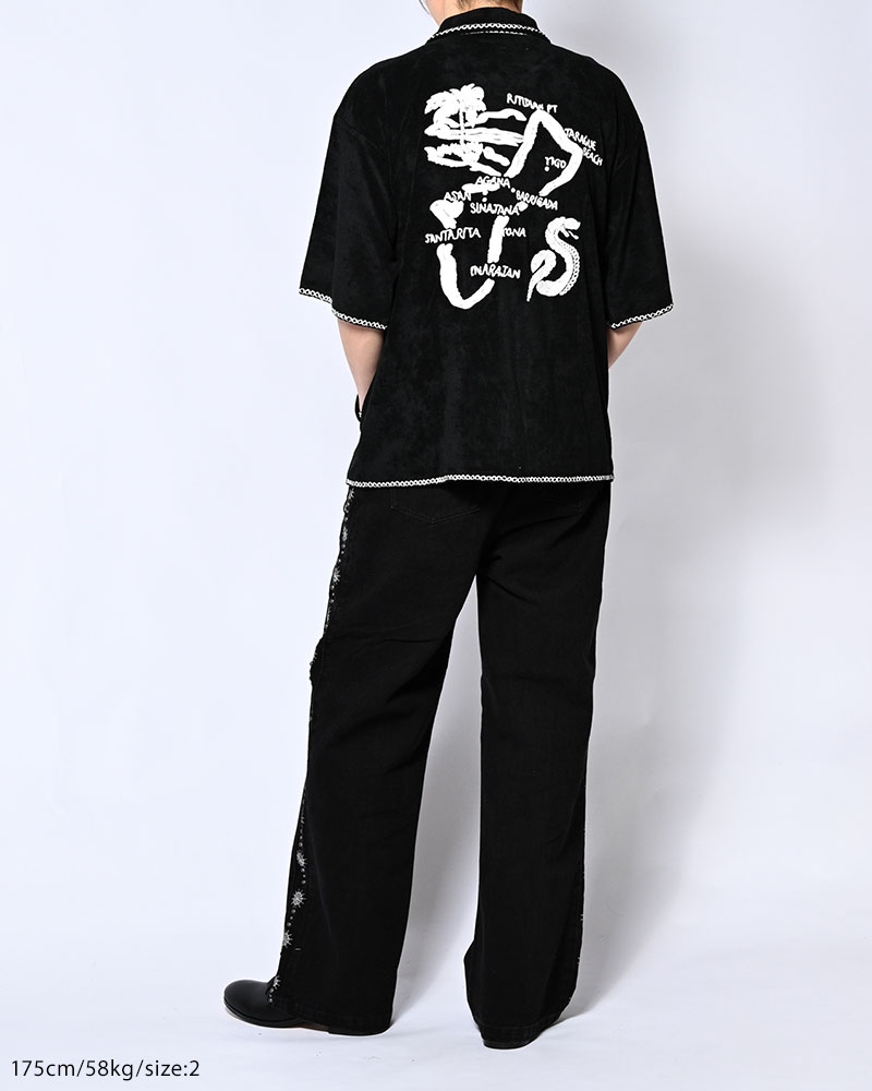 RESORT PILE PULLOVER SHIRT -BLACK-