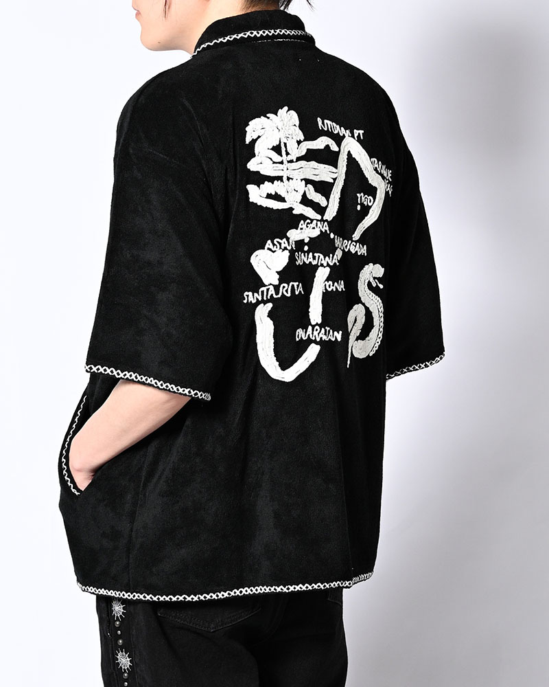 RESORT PILE PULLOVER SHIRT -BLACK-