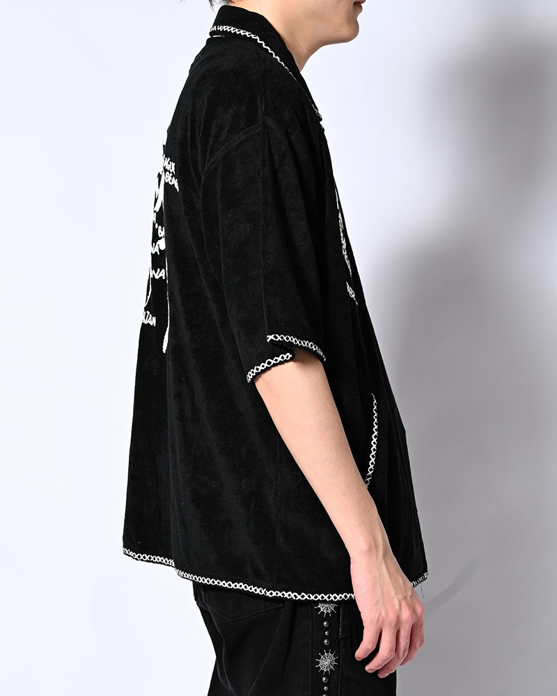 RESORT PILE PULLOVER SHIRT -BLACK-