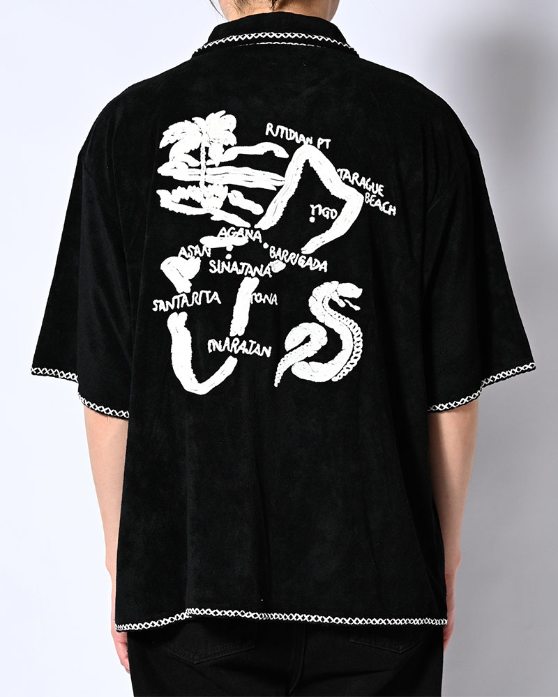 RESORT PILE PULLOVER SHIRT -BLACK-