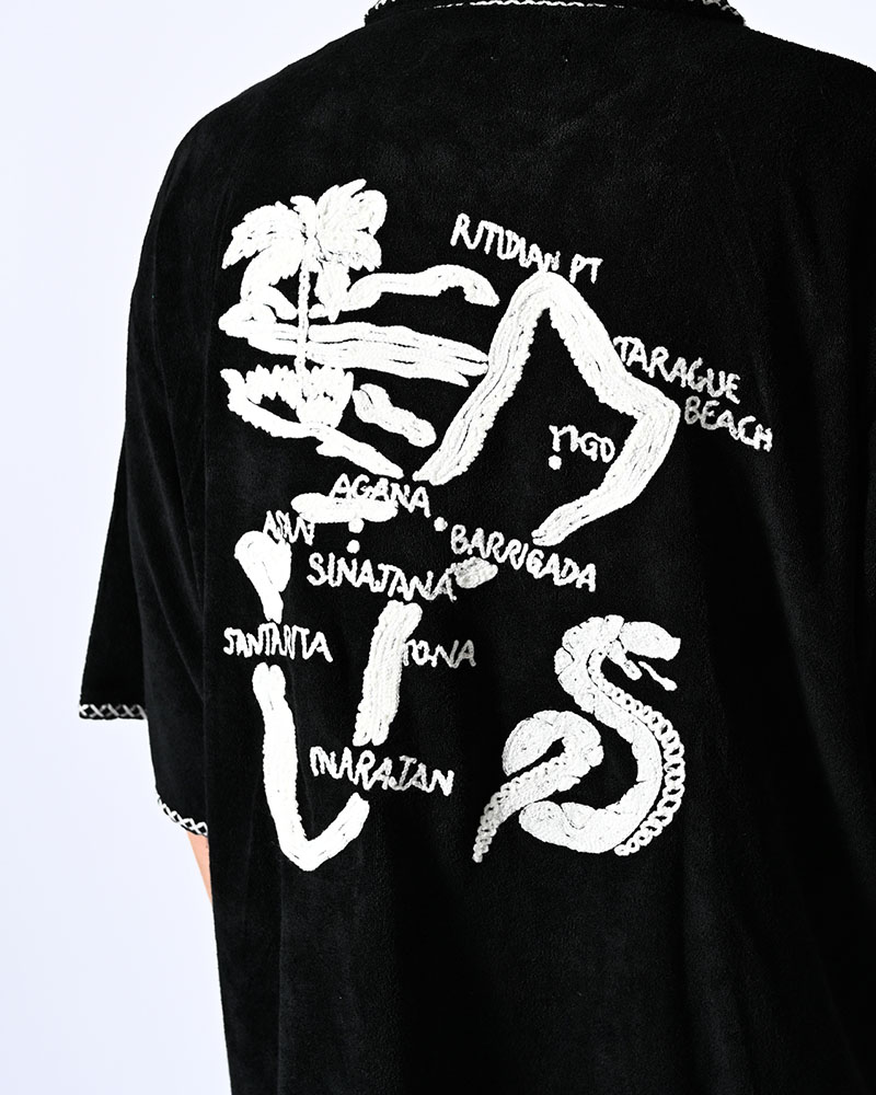 RESORT PILE PULLOVER SHIRT -BLACK-