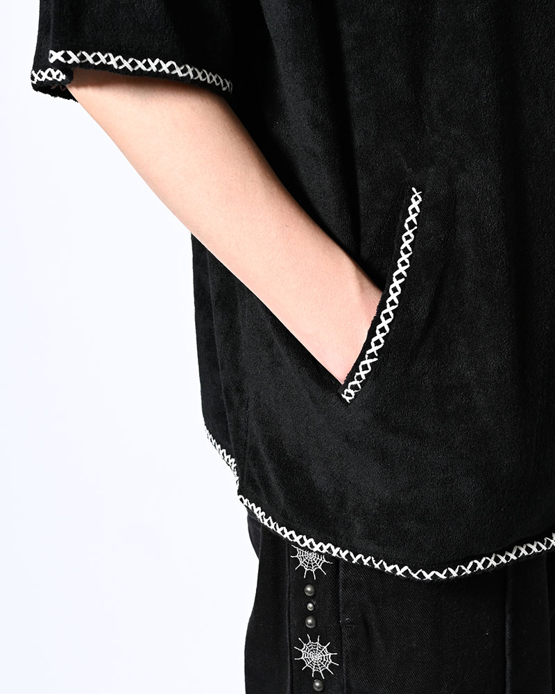 RESORT PILE PULLOVER SHIRT -BLACK-