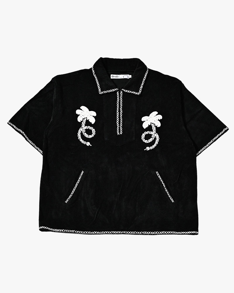 RESORT PILE PULLOVER SHIRT -BLACK-