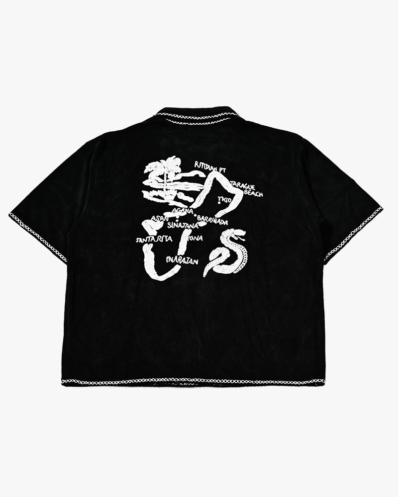 RESORT PILE PULLOVER SHIRT -BLACK-