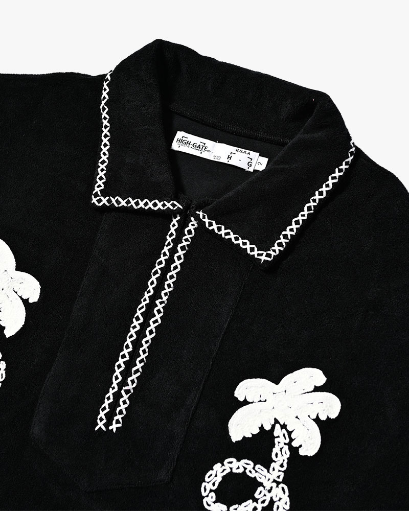 RESORT PILE PULLOVER SHIRT -BLACK-