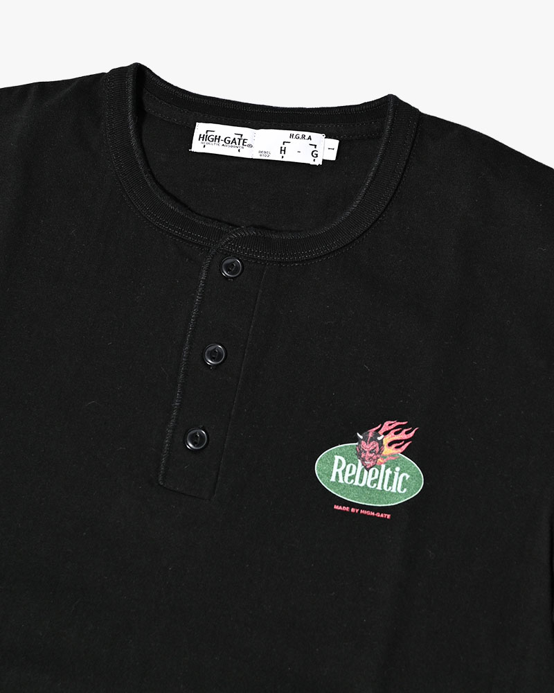 RETRO DEVIL HENRY NECK TEE -BLACK-