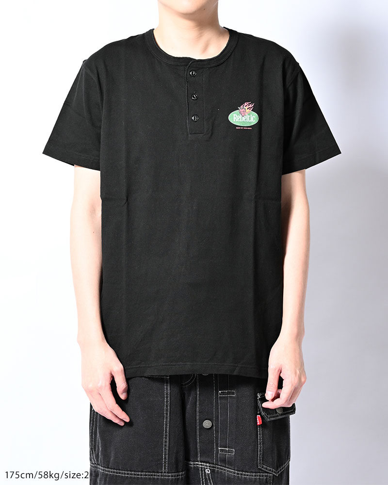 RETRO DEVIL HENRY NECK TEE -BLACK-